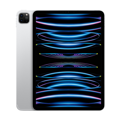 iPad Pro displaying a blue wave wallpaper